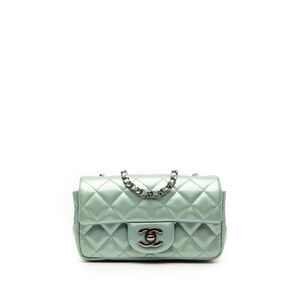 Pre-Loved Chanel Extra Mini Rectangular Classic Metallic Patent Single Flap